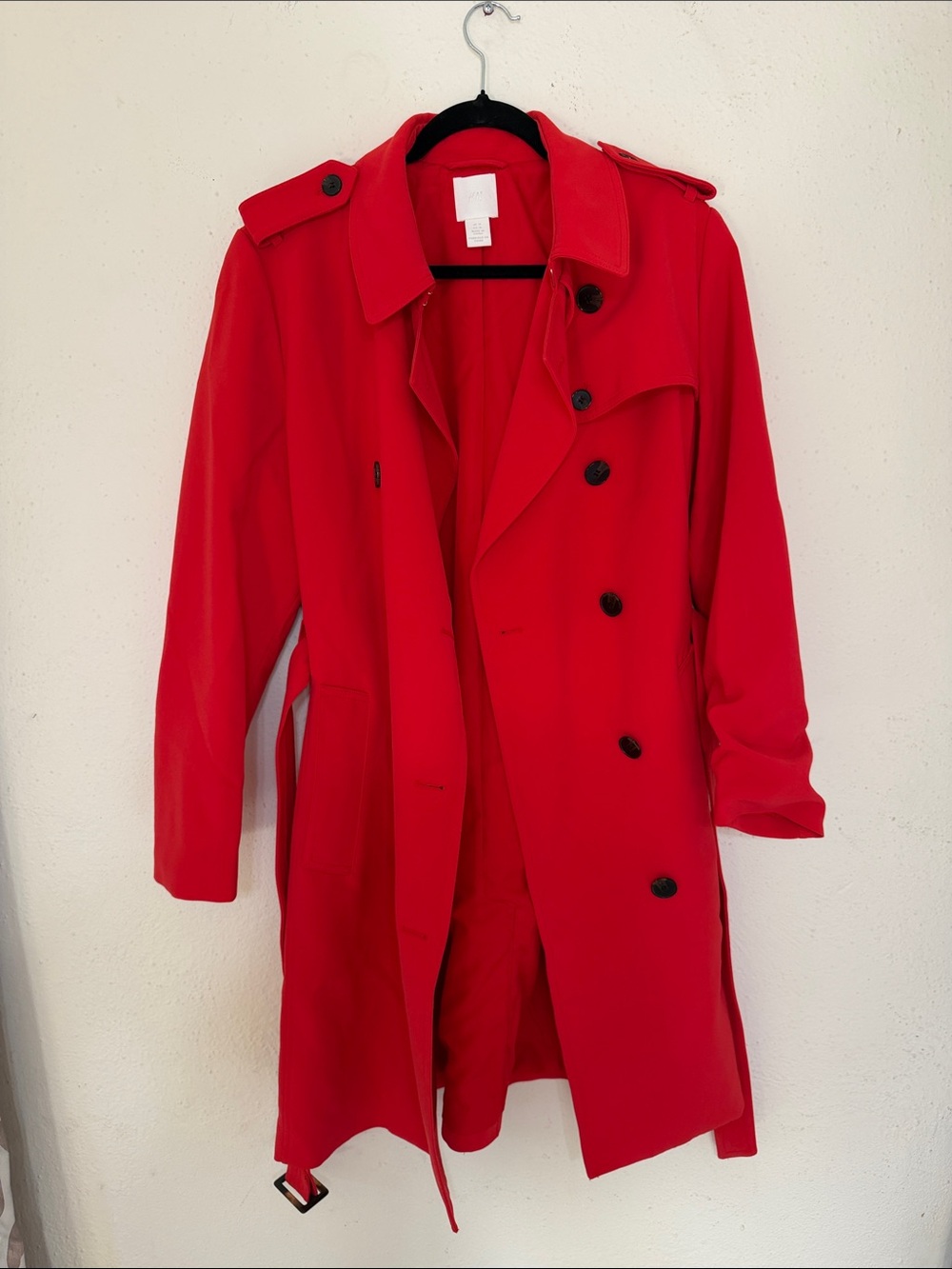 H&M Red Double-Breasted Trench Coat - Picture 2 of 3